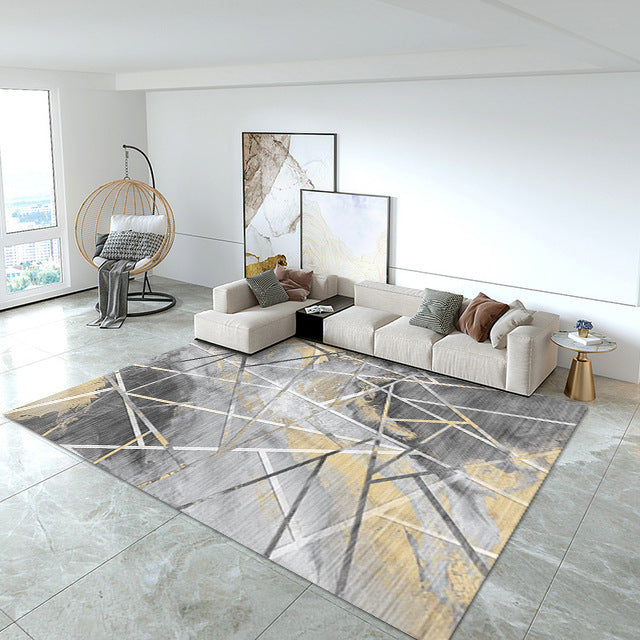 Modern Minimalist Crystal Velvet Printed Living Room Rug